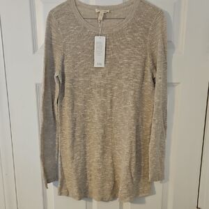 Eileen Fisher Neutral Marled Cream Knit Long Sleeve Tunic